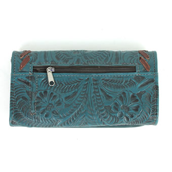 American West Lariats and Lace Tri-Fold Wallet - Dark Turquoise #2